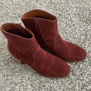 Lucky Brand Laidem Womens Ankle Leather Suede Boots Cognac 8.5M